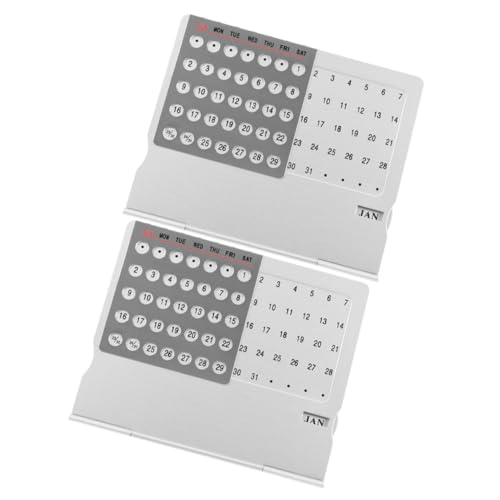 EXCEART Lot de 2 Calendriers Perpétuels en Aluminium pour Bureau Décoration Métal Compacte Calendrier de Bureau Décoratif Multifonction Pratique pour...