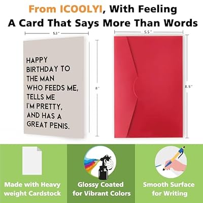 ICOOLYI Funny Birthday Card Gift for Men Husband Boyfriend Him,Cheeky and Romantic Bday Card