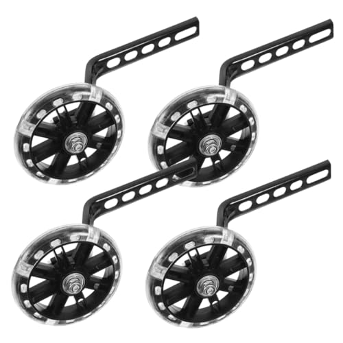 Hemobllo 2 pares de ruedas de entrenamiento para bicicleta, estabilizadores reemplazables, resistentes y ajustables, ruedas auxiliares negras para accesorios de bicicleta miniatura 1