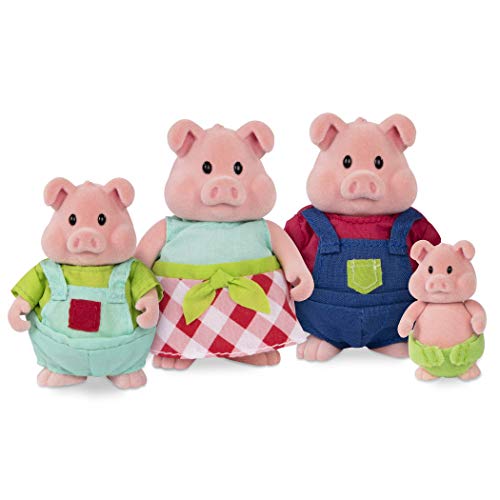 Li'l Woodzeez Pig Family Set – Curlicue Pigs with Storybook – 5pc Toy Set with Miniature Animal Figurines – Family Toys and Books for Kids Age 3+