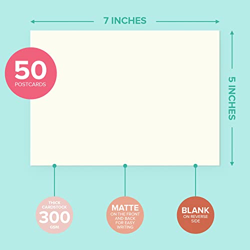 S&O 300gsm 5x7” Postcard Paper Cardstock (Both Sides Blank) for Art or Message Notes Sheets for Mailing. White Blank Greeting Slips, Index Flash Printable Letter Note Set. Bulk Pos image 8