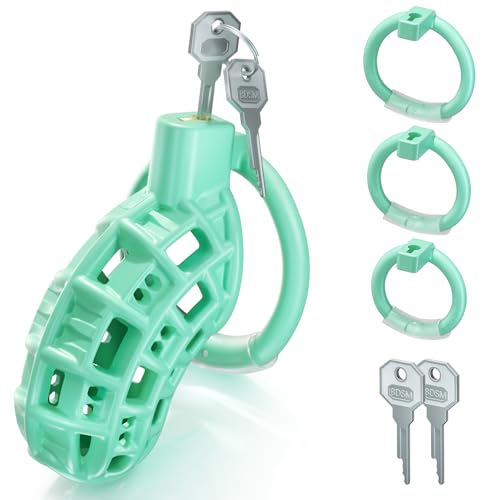 Leichtgewicht Peniskäfig Keuschheitskäfig Sexspielzeug Männer Chastity Cage - Penis Käfig Sex Spielzeug für Paare mit 3 Penisring, Atmungsaktiv Hohldesign Sissy Cock Cages für SM Bondage Gay Sex Toys