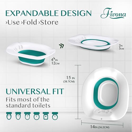 Sitz Bath for Hemorrhoids Soak and Postpartum Care | Toilet Seat | Bartholin Cyst Tub | at Home Soaking Procedures for Man and Detox Vaginal Steaming for Women with Massage Hand Flusher - Thumbnail 3