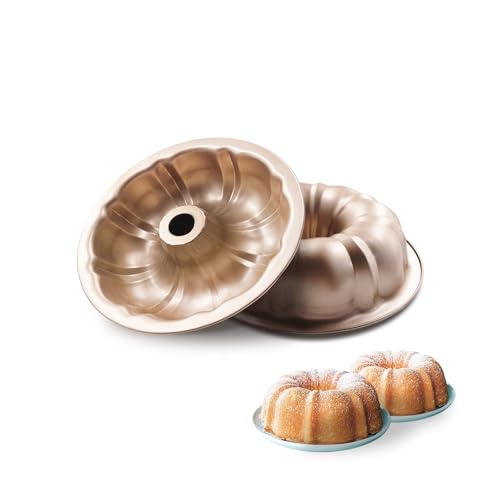 2PCS Fluted Cake Tin, Nonstick Round Cake Pan 23.5 cm Baking Moulding Tin for Baking Cake Bread (Gold) - Image 3