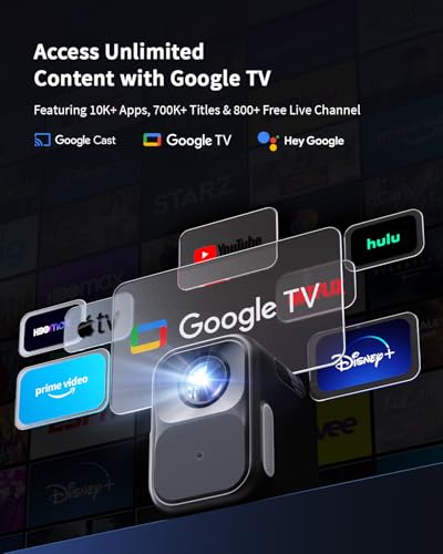 Image of WEMAX Google TV Smart Projector with Licensed Netflix, FHD 1080P, 4K Supported Projector with WIFI and Bluetooth, Portable Outdoor Movie Projector, Dolby Audio, Bedroom Home Theater, Dual Speakers