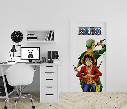 Stickers One piece - Papier peint - Autocollant de décoration pour porte - Poster Adhésif - One Piece - Paysage - 83 x 205 cm - Chambre Bureau Salon Couloir...