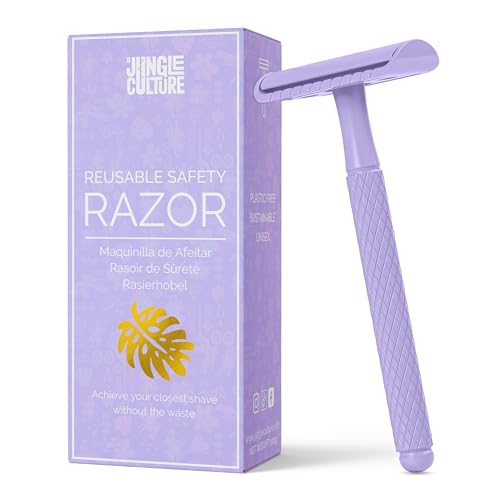 Jungle Culture Rasoio di Sicurezza per Donne - Rasoio Riutilizzabile in Metallo - Inc 10 Lamette da Barba - Donna Rasoio Manuale - Safety Razor Tradizionale Corpo Viso - Lilla, 1.0 unità