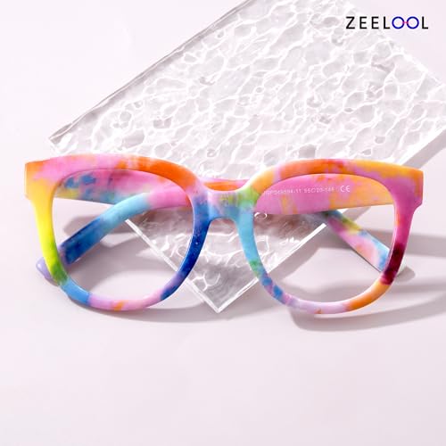 Image of Zeelool Oversized Square Glasses Frames for Women Rainbow Non-prescription Eyeglasses Fashion Full Rim Designer Eyewear JGP049594-11, Medium
