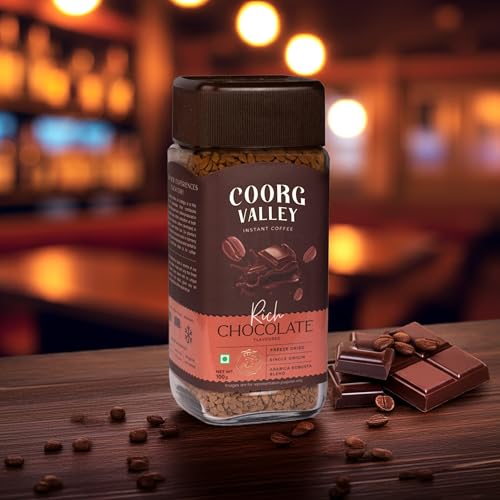 Image of Coorg Valley Rich Chocolate Instant Coffee 100g | Chocolate Flavoured Coffee | Premium Blend of Robusta & Arabica | Freeze Dried | Bold & Strong Flavor
