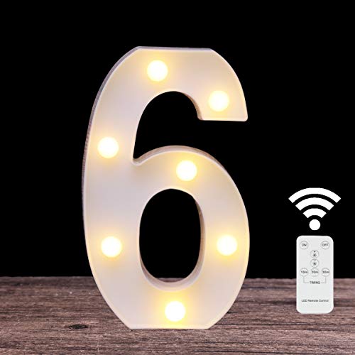 Preisvergleich Produktbild Elnsivo Dekobuchstaben Nummer 6-Fernbedienung