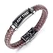 GAGAFEEL Leather Classic Braided Rope Bracelet Custom Engraved Message Stainless Steel Bangle Unisex Gift