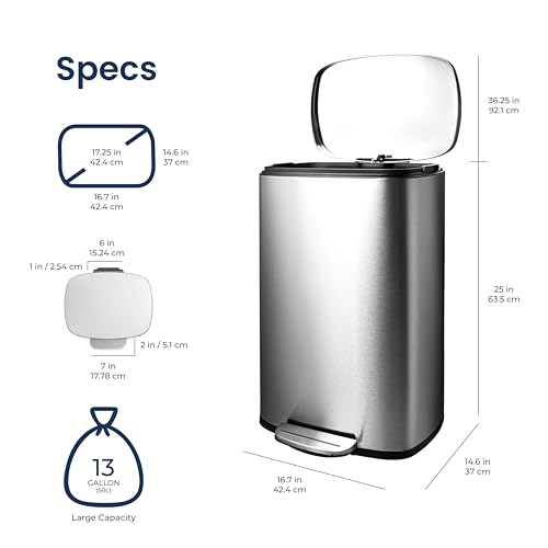 Caneca de basura rectangular de 50 litros plata miniatura 7