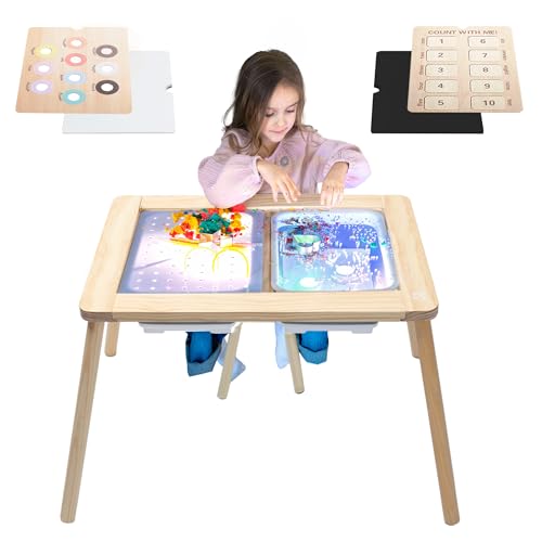 MEKA Sensory Table 6-in-1, Includes 6 Play Panels and 2 Sensory Bins (Lights Sold Separately)