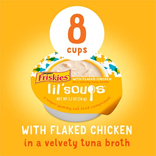 Friskies Purina Natural, Grain Free Wet Cat Food Complement, Lil' Soups Flaked Chicken - (8) 1.2 oz. Tubs - Image 3