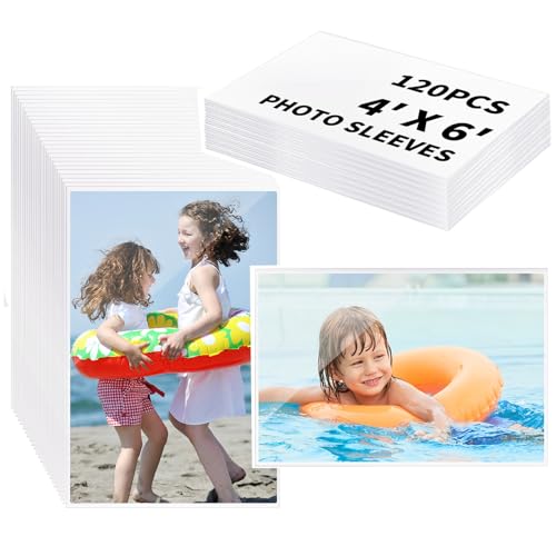 BESARME 4x6 Photo Sleeves 120 Pack Photocard Sleeves Top Loading Card Sleeves Soft Clear PVC - Protectors for Photography Enthusiasts Families Organizers Easy Categorization and Display
