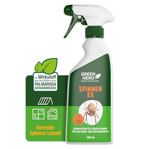 Green Hero Spinnen-Ex Spray zur Spinnenbekämpfung 500ml, Fernhaltemittel gegen Spinnen, Vertreibungsmittel, Innen und Außen, langfristige Spinnenabwehr,