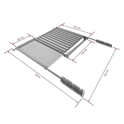 Grelha Inox Para Churrasco Com Coletor de Gordura E Chapa Auxiliar