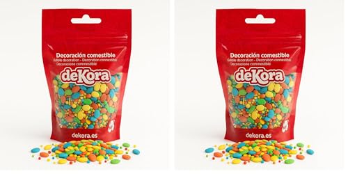 dekora - Confeti de Azúcar Mix Huevos y Maná – 100g | Sprinkles Sin Gluten ni Lactosa | Decoración Comestible para Repostería Profesional y Casera | Blíster con Cierre Zip (Paquete de 2)