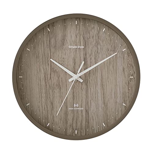 アイリスオーヤマ 壁掛け電波時計 ステップ秒針 直径25cm 全6カラー アナログ 電波 掛け時計 ACR01-25-T ブラウン