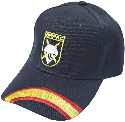 Tiendas LGP   Gorra Bordada Bripac con Bandera de España. Talla única, con Presilla de adaptación, Color Negro
