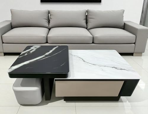 Image of The Attic Louis Coffee Table Set with 2 stools, Modern Coffee Table for Living Room