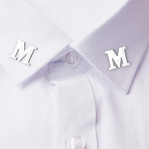 Image of HONEY BEAR Initial Alphabet Letter Lapel Pins Collar Badge Brooches for Mens /Womens Shirt Dress Decoration Silver