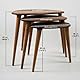 Ultimate Premium Products Massiver Nisttisch Set von 3 Eiche Mid Century Kieseltische mit konischen Beinen - Wohnmöbel aus Holz im Retro-Stil - Eiche