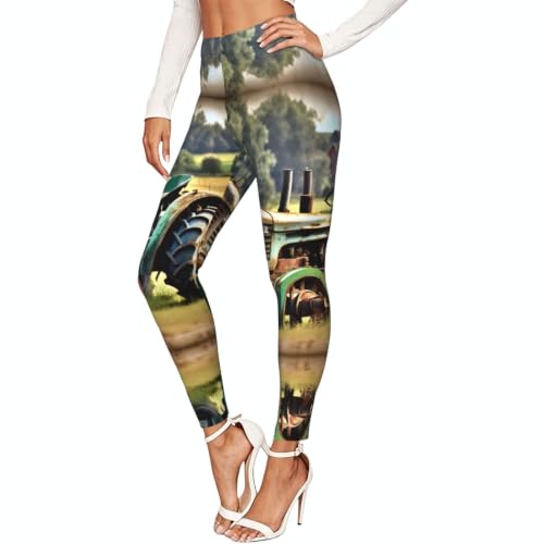 Leggings de compresión suaves para mujer en entrenamiento activo con diseño Old Tractor Photo