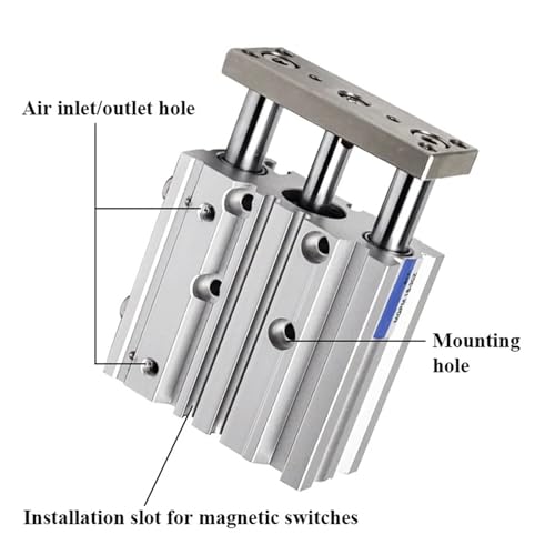 Vérin pneumatique MGPM50 double effet compact avec guide intégré - 7