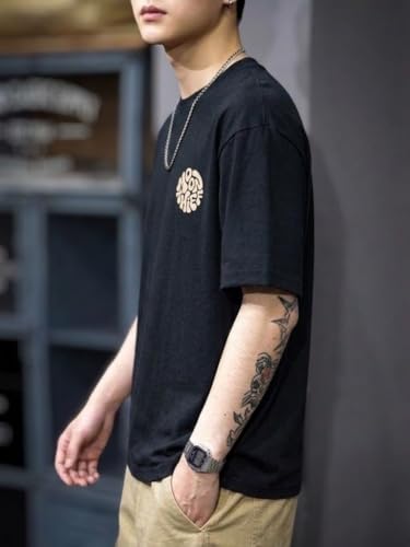 Image of SMOWKLY Men's T Shirt | Round Neck Half Sleeve Casual T Shirt for Men | Regular Fit Solid Graphic Tee | Breathable Summer Tees | Stylish Comfortable Streetwear Fashion for Men