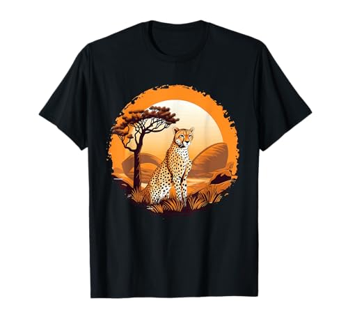 Motif graphique guépard avec gros chat safari T-Shirt