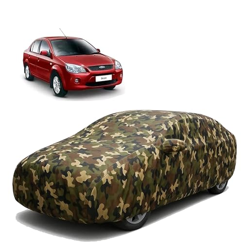 Image of Sulfar 100% Waterproof Car Body Cover Compatible with Mirror for Ford Ikon with Long Lasting Durable Material (Triple Stitched, Full Bottom Elastic, Camouflage Army)