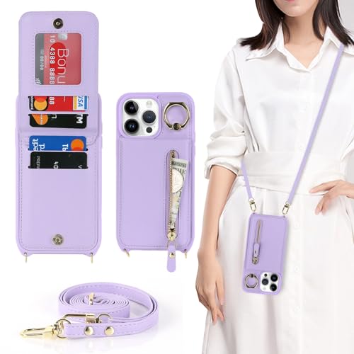 Zouzt for iPhone 13 Pro Case with Cord and Card Holde