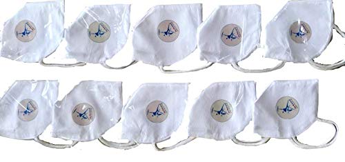 NavRakshak Adult Face Mask/Highly Breathable/Super Secure from Germs/(White, Blue, Free Size, Pack of 10)/ Manufactured and Marketed by Greenfield Vintrade Pvt. Ltd. / Fabric Tested by INMAS-DRDO