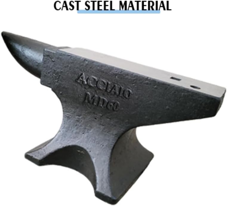 Cast Steel Anvil, 132 Pounds, 22 x 9 x 9.6 Inches, with Square and Round Holes, Black