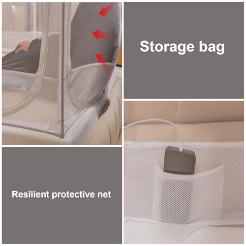 Image of Dawnwake Mosquito Net, Anti-Fall Mosquito Neting Bed for Babies /Adult /Outdoor,Portable Foldable Travel /Camping Mosquito Net Tent, Suit for Queen Size Bed (White, 200 * 150cm)