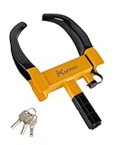 KNFRXO Heavy Duty Security Trailer Wheel Lock Tires Anti Theft for Car SUV Boat Motorcycle Golf Cart Great Deterrent Bright Color with 3 Keys (Black-Yellow) Wheel clamp Lock