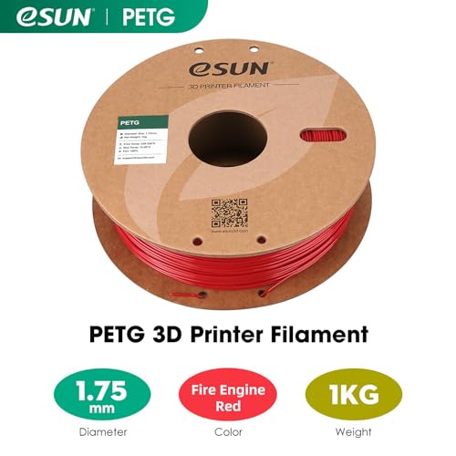 Image of eSUN PETG Filament 1.75mm, 3D Printer Filament PETG, Dimensional Accuracy + /- 0.05mm, 1KG Spool (2.2 LBS) 3D Printing Filament for 3D Printers, Fire Engine Red