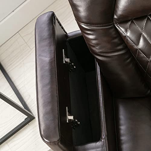 Recliner With Usb Charging Port And Hidden Arm Storage, Home Theater Seating With 2 Convenient Cup Holders Design And 360° Swivel Tray Table #TOP7