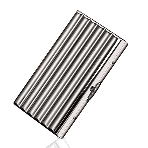 Exttlliy Creative Thin Portable Stainless Steel Pocket Carrying Cigarette Box Case for Holds 12 Regular Size Cigarettes (Not Included Cigarette)
