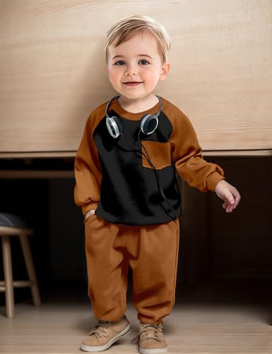 Baby Boy Clothes Contrast Color Long Sleeve Sweatshirt Toddler Boy Clothes and Side Pocket Casual Pants Fall Outfits2