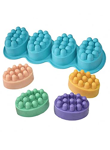 VEDINI 4 Cavity Silicone DIY Massage Bar Handmade Soap Mold, Baking Cake Mousse Pudding Jelly Chocolate Mould Tray