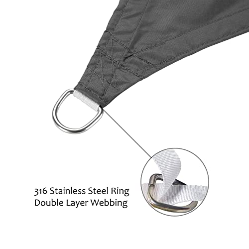 Image of swift Sun Shade Sail 3m x 3m x 3m Waterproof Triangle PES Polyester 98% UV Block 3x3x3 Meter Triangular Sunscreen Awning Canopy Sail Shades for Garden Outdoor Patio with Free Ropes, Grey