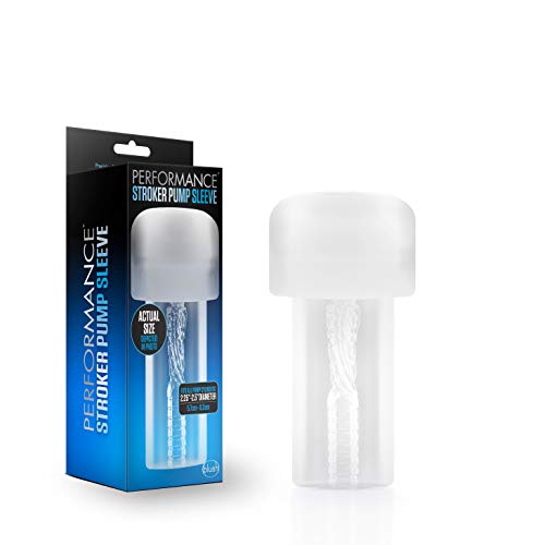 Blush Performance Stroker Penis Pump Sleeve 6.5 - Ribbed Texture for Extra Sensation Universal Fit 2-3.25 Wide Cylinders Use as Stroker Or with Pump Male Enhancement Sex Toy Accessory - (Clear)