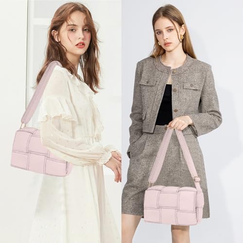 NAARIIAN Women Puffer Cross Body Shoulder Bag Cassette Purse Hand Woven Cotton Padded Light weight Handbag (Pink) by NAARIIAN - Used condition - Image 2