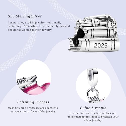 2025 Graduation 925 Sterling Silver Charms Dangles for Bracelets and Necklace Jewelry Gift for Women Girls Family and Friends2