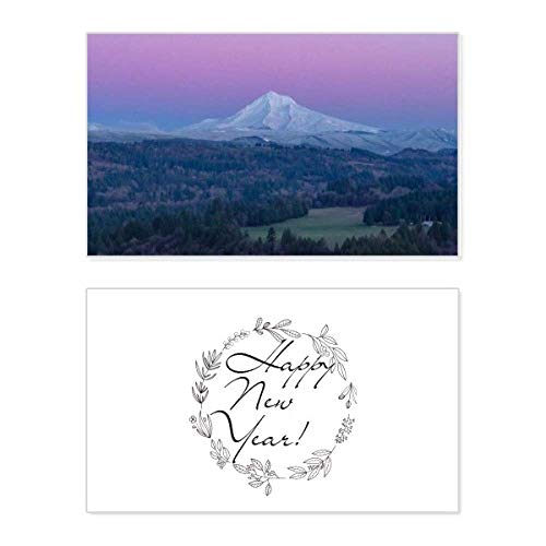 Tarjeta de Año Nuevo White Mountain con diseño de cielo azul y morado