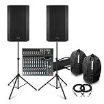 Studiomaster CLUB XS12+ 12 Channel Sound System for Live Band - Vonyx 15" Speakers & Cases