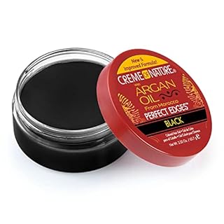 Creme of Nature Perfect Edges™ Black Edge Control Gel, 24-Hour Hold with Gray Coverage and Shine, Non-Flaking Tinted, Argan Oil Edge Tamer, 2.25 oz