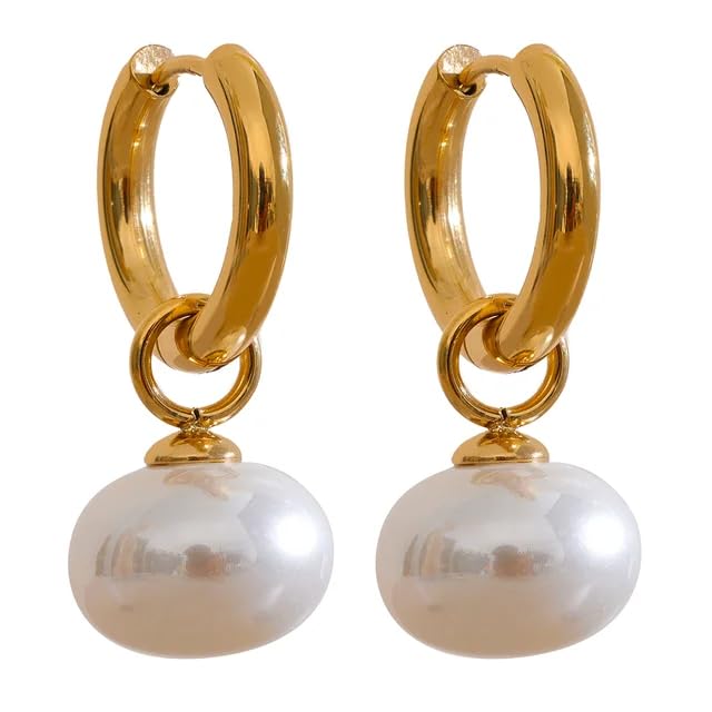 Bold Street Stainless Steel 18 K Gold Plated Pearl Drop Earring - Removable | Gifts For Women & Girls (B0DCN2RTL7) Amazon Price History, Amazon Price Tracker